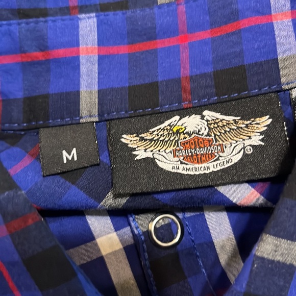 Harley-Davidson Plaid Button-down Long Sleeved Top/ Size Medium/ Blue - Picture 8 of 9